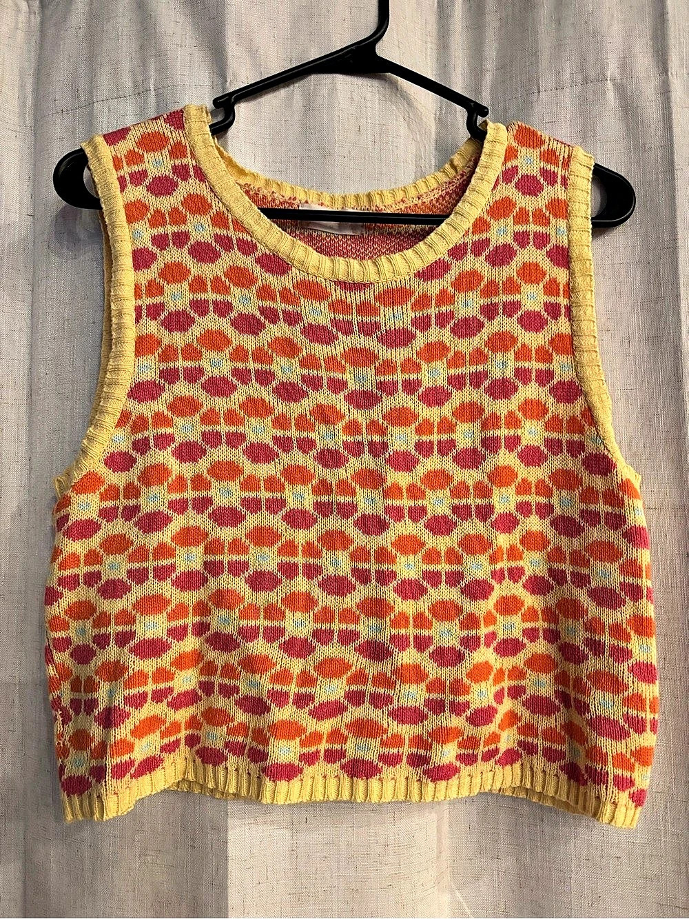 Altar’d State Geometric Cotton Cropped Sweater Vest Multicolor Size M
